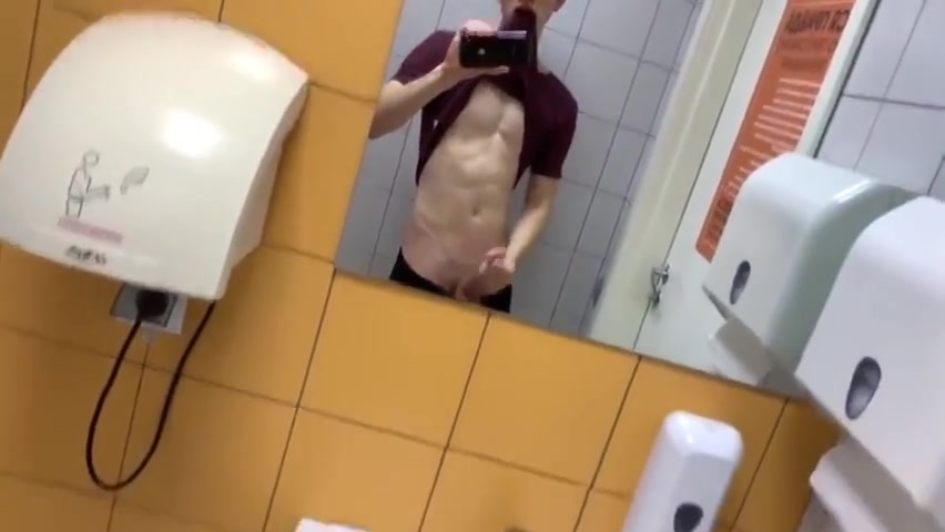 Big Cock Boy Jerkin Off In The Toilet Solo Cum