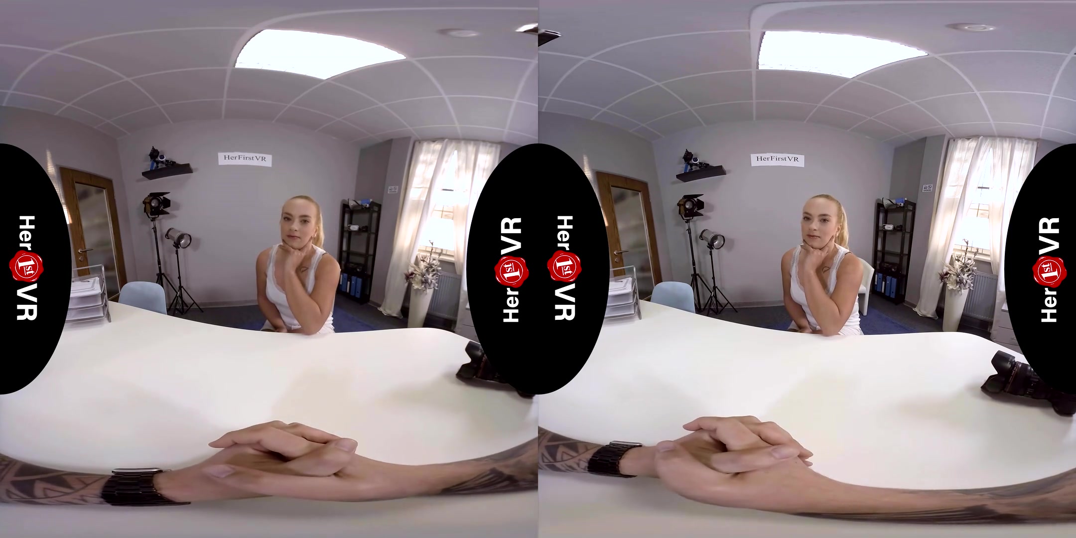 Nicole - First VR Casting; striptease solo masturbation audition blonde big tits curvy