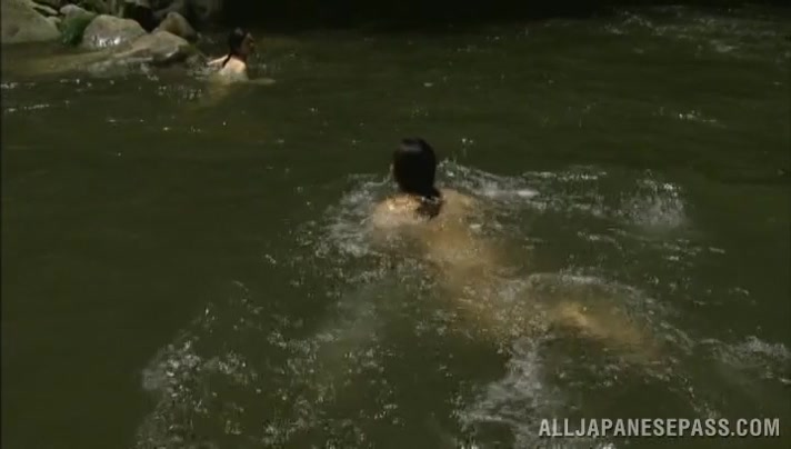 Lovely Asian milfs enjoy the outdoors and masturbation