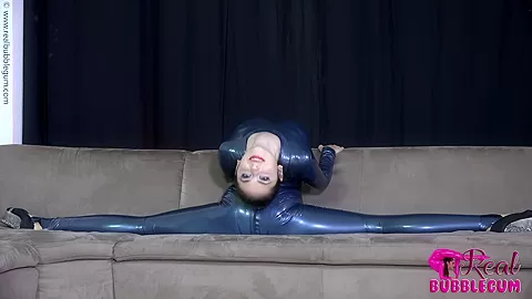 Stretching At Home In Latex Suit - Watch4Fetish