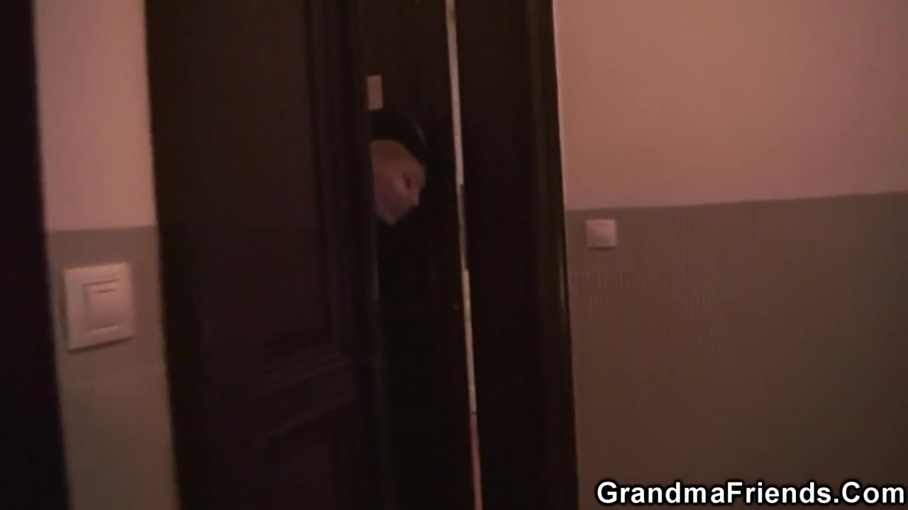 Old Mature Takes Two Cocks From Both Sides