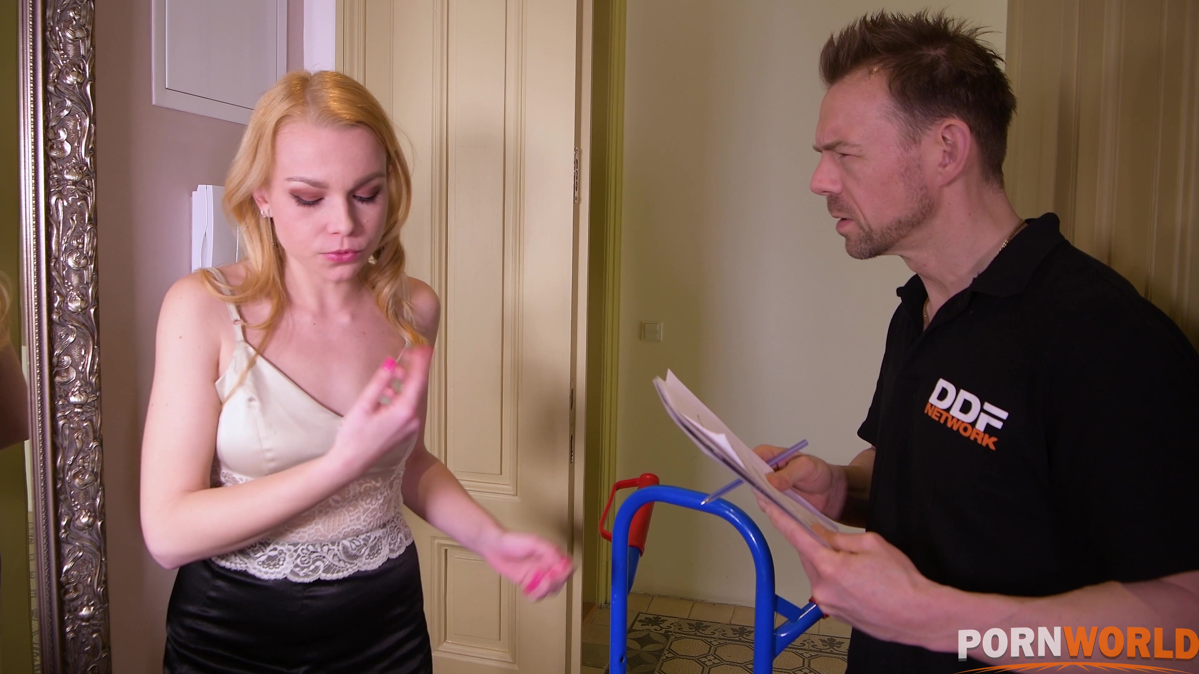Delivery guy crams young bombshell Rebecca Sharon's tight ass with fat cock GP1052 - PornWorld