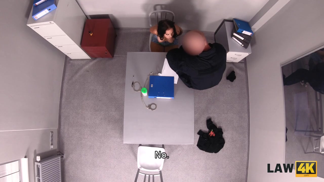 LAW4k. Cutie gets handcuffed to the table and used by two cops