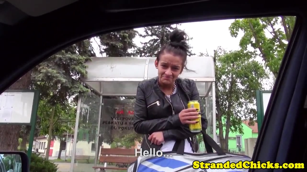 Hitchhiking eurobabe screwed on car backseat