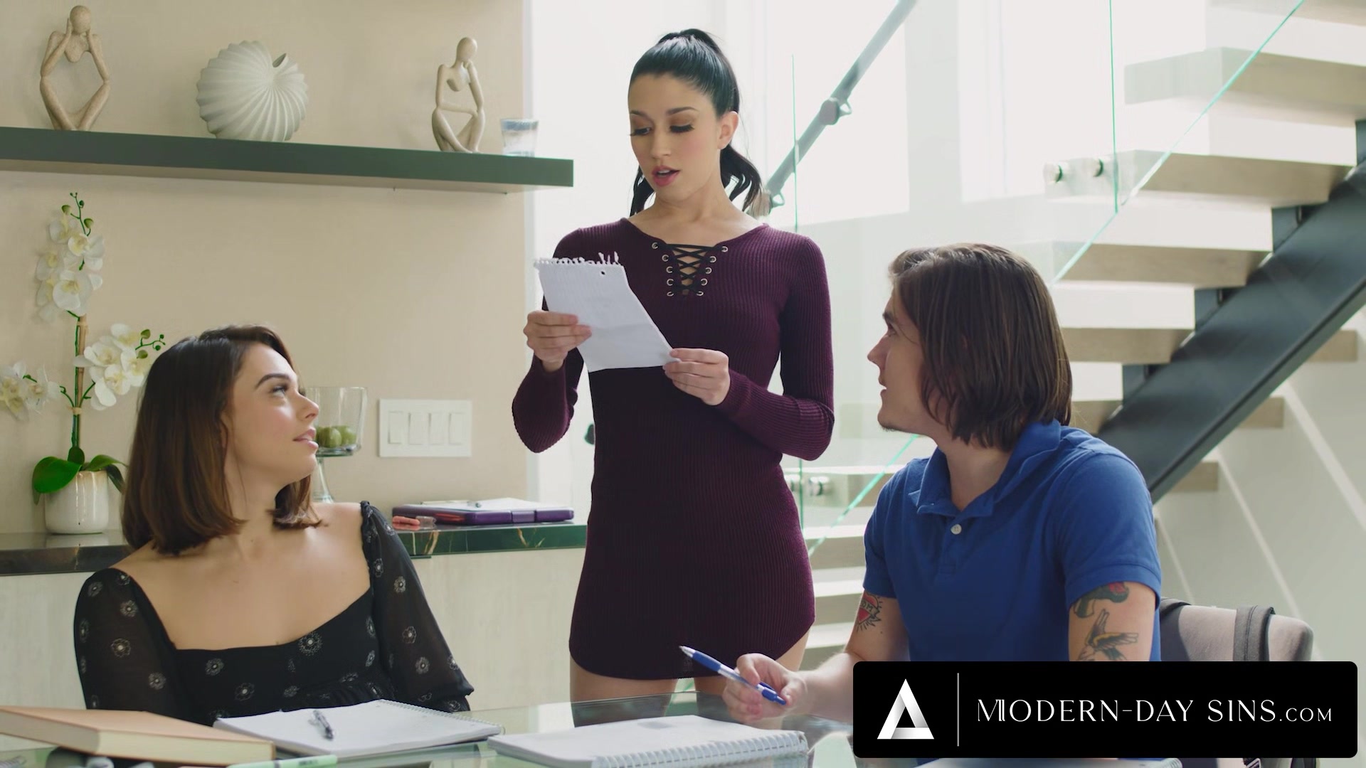 MODERN-DAY SINS - Frustrated Teacher Alex Coal Has Threesome With Misbehaving Hormonal Students