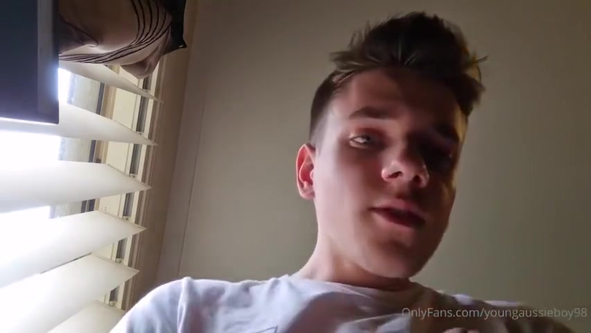 Handsome Young Aussie Boy Solo Eat His Cum
