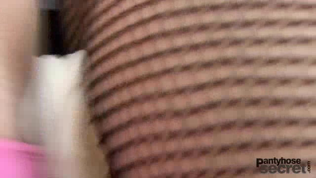 A guy takes pink nylons on and fucks blondie Anita