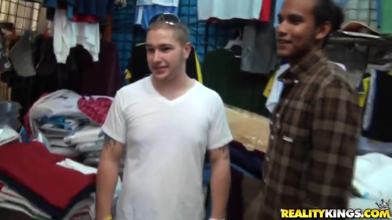 Two young dudes strip in public for money