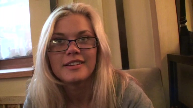 Sexy blond tries on hot underware previous to bj