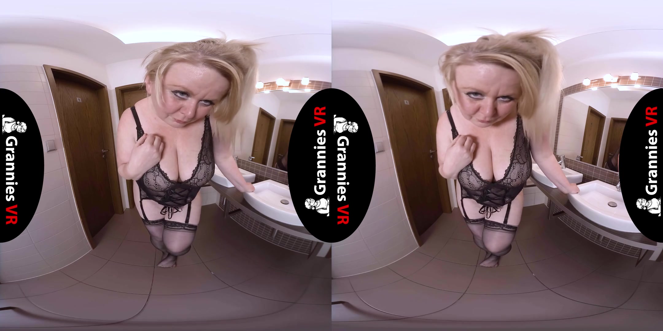 Yola - PAWG Mature Masturbates Shaved Pussy in Restroom; Blonde BBW GILF Solo