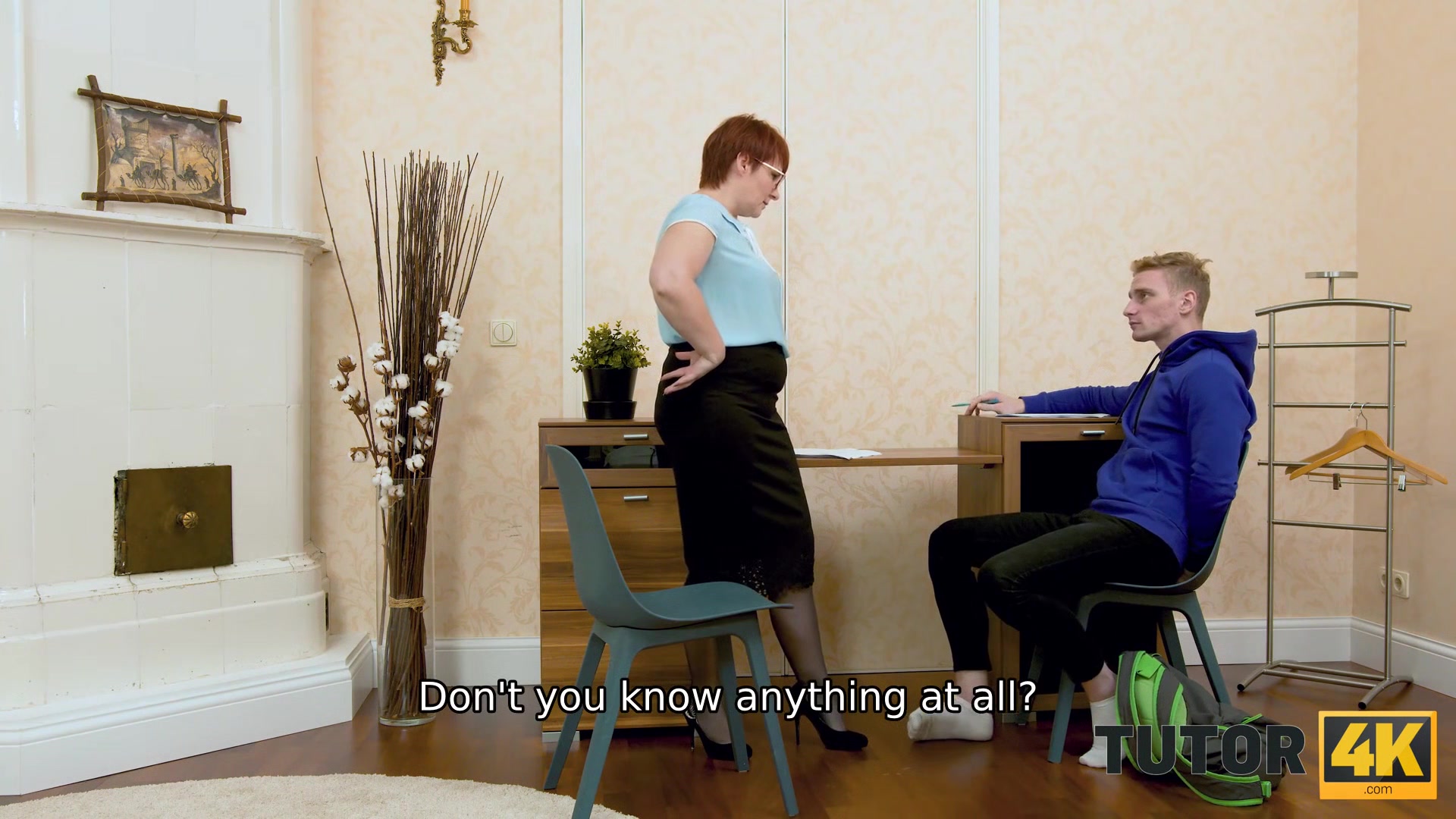 TUTOR4K. Insistent fellow manages to fuck submissive tutor at her place