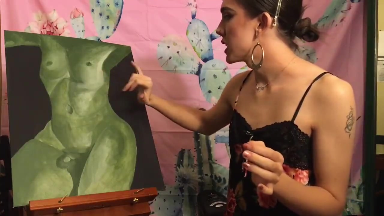 Beautiful Tgirl Paints Nude of Herself