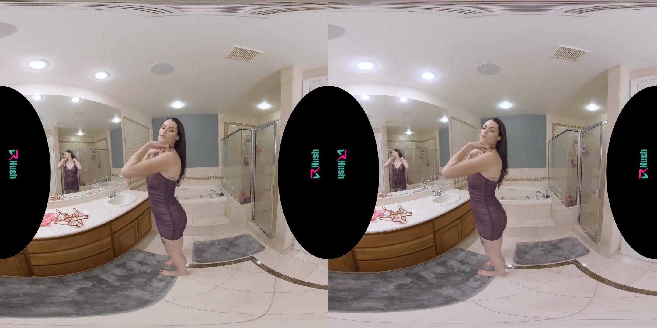 VRHUSH Aria Khaide tries on outfits before riding your cock