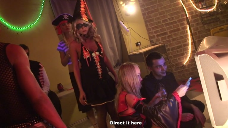 Sexy students 18+ celebrate Halloween scene 2