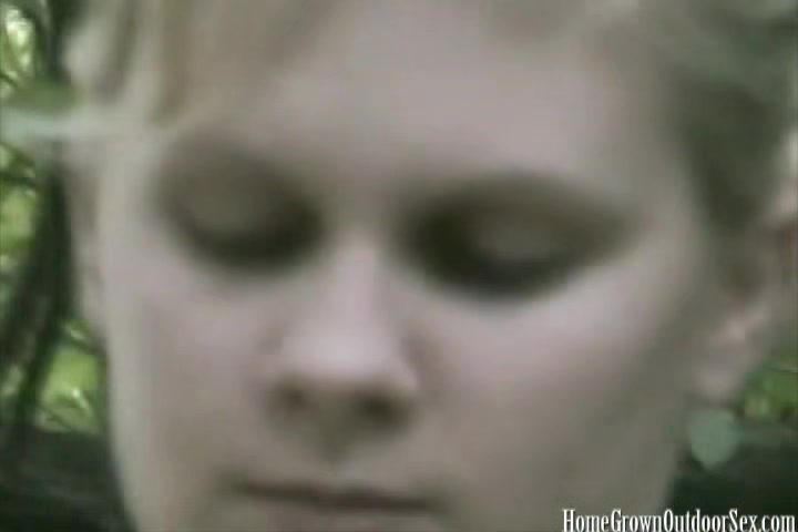 Blonde amateur masturbates then fucked outdoors