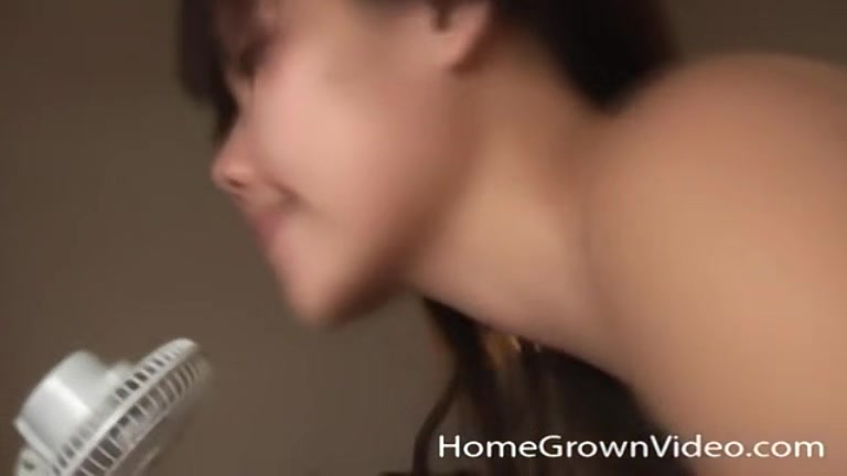Two petite Asian amateurs sharing a white cock