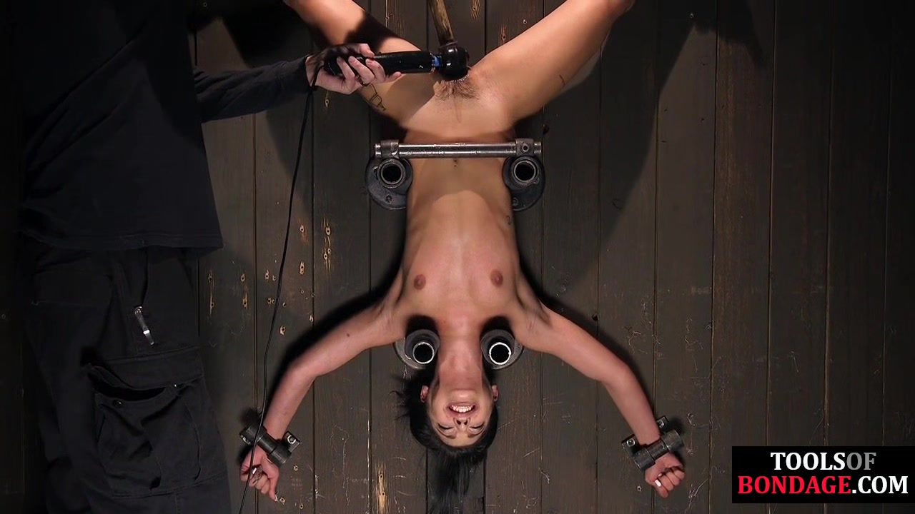 BDSM pussytoyed petite sub tormented in suspension bondage