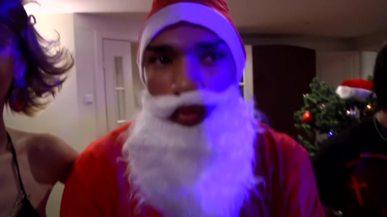 Santa claus fuck youthful female students 18+ at a party