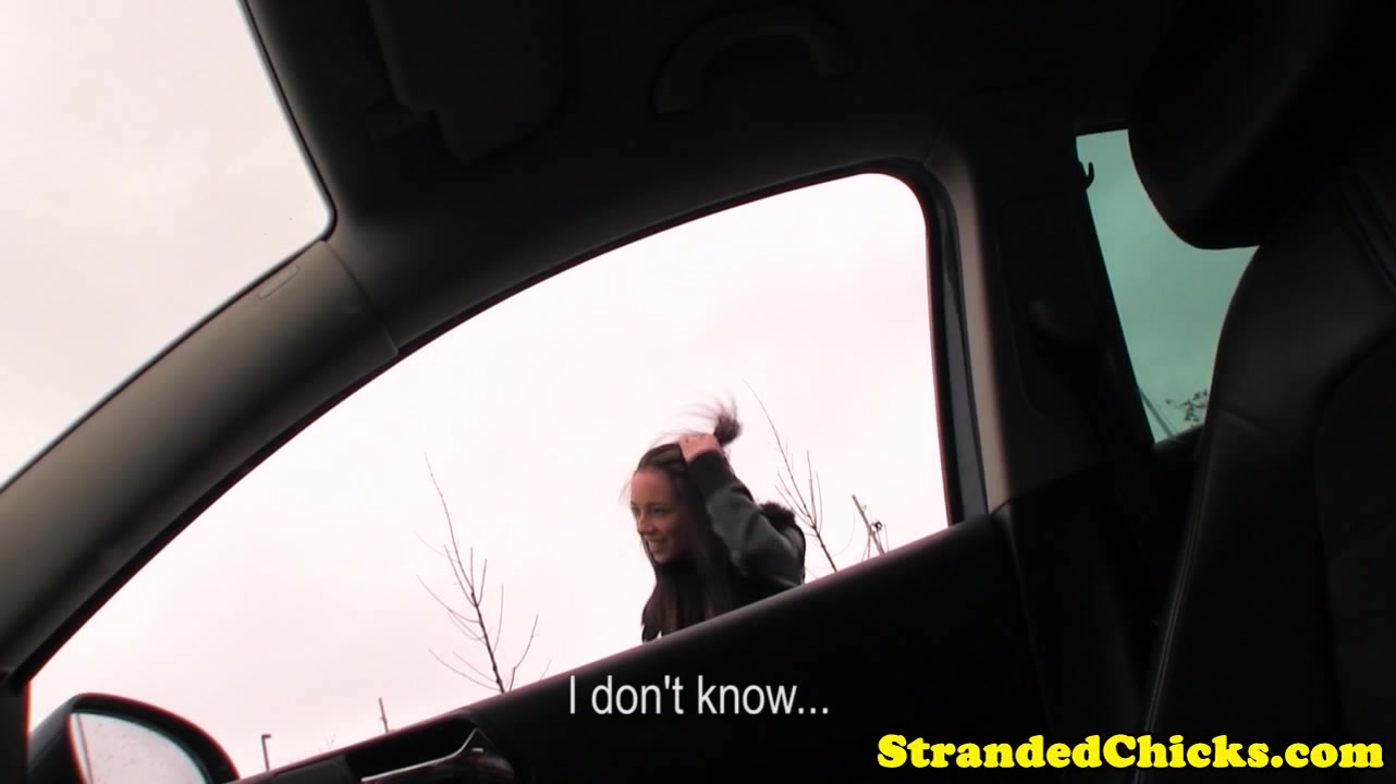 Stranded teen 18+ sucking her strangers cock