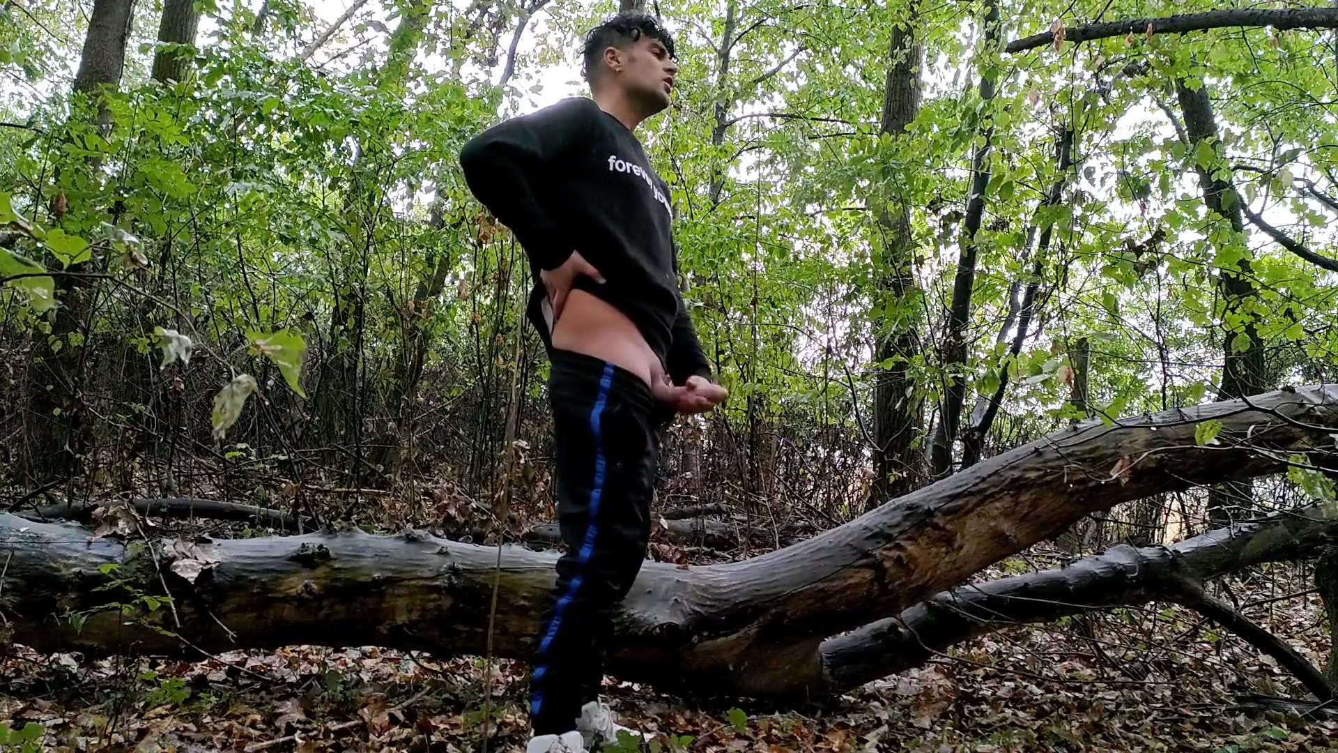 Intense Masturbation - 2 Cumshots Second Cumshot Bigger Than First - Rainy Day Cum In Forest