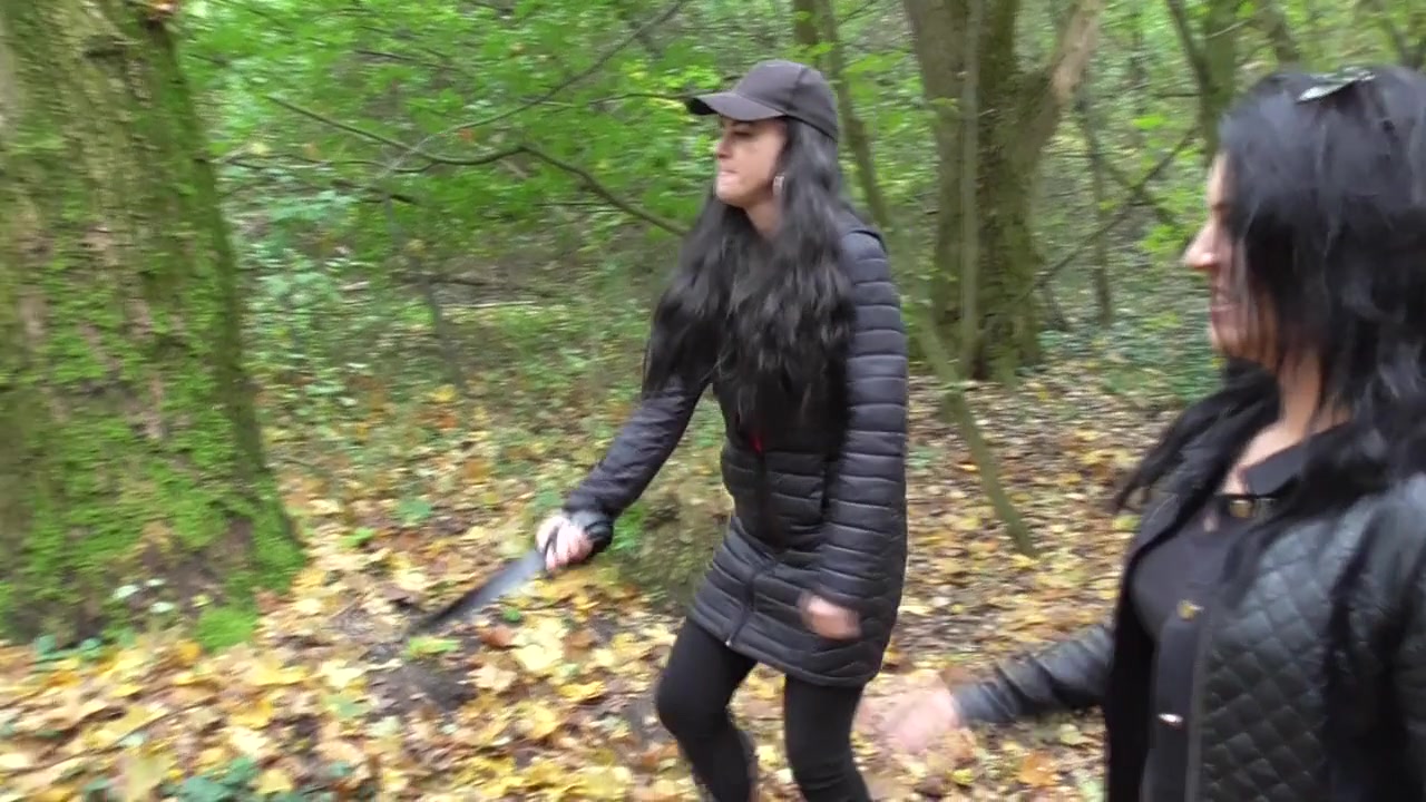 Spank session in the forest, male slave by Femdom Austria