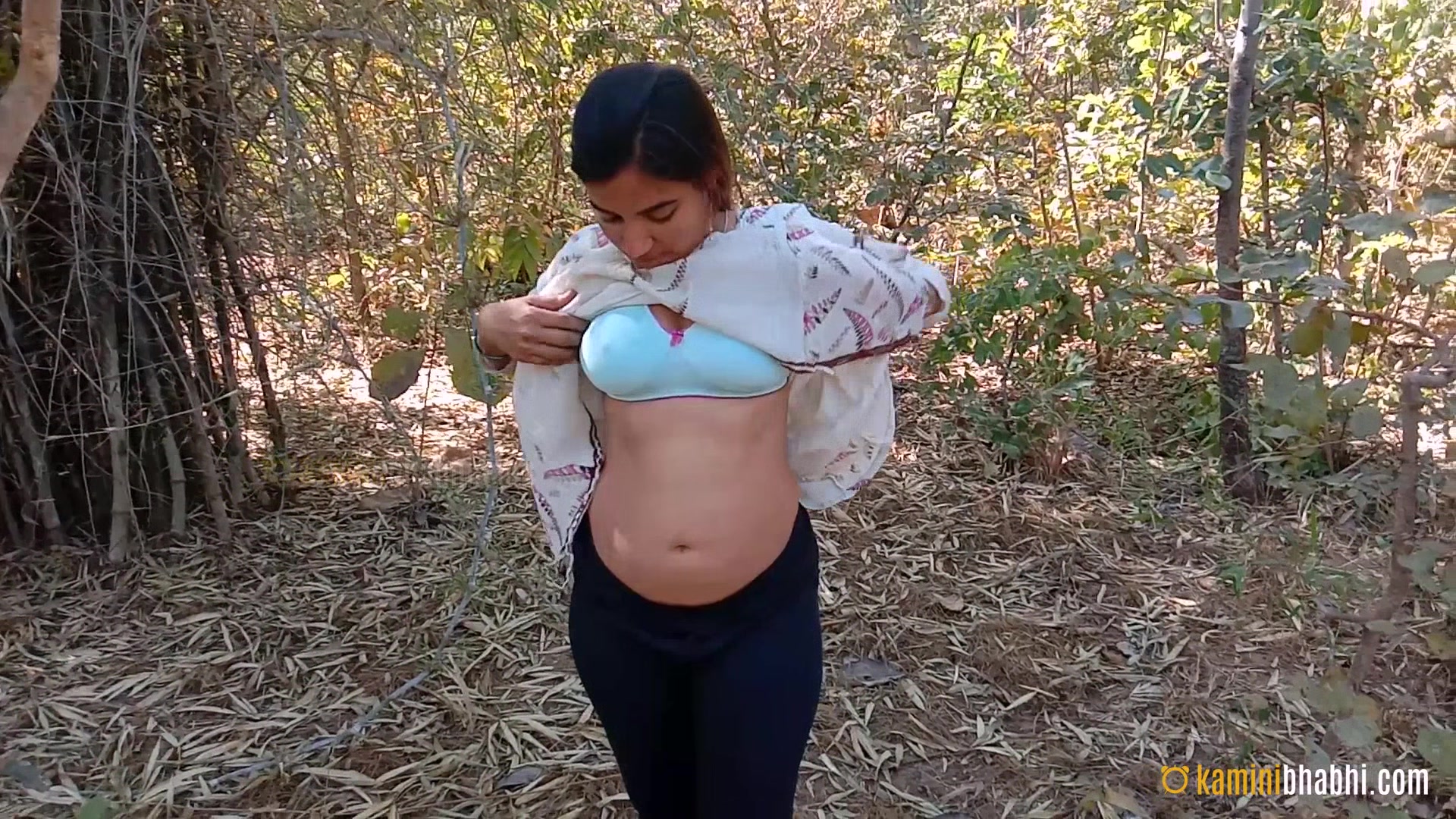 Beautiful Indian Wife Kamini Outdoor Striptease Solo Sex
