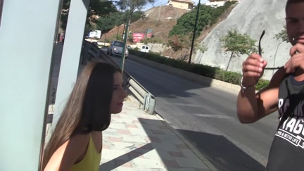 Spaniard pickup at the bus stop and drilled her