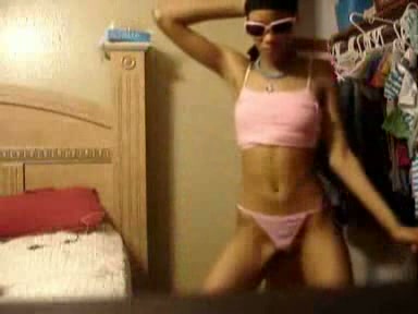 Stylish funky gal dances nude