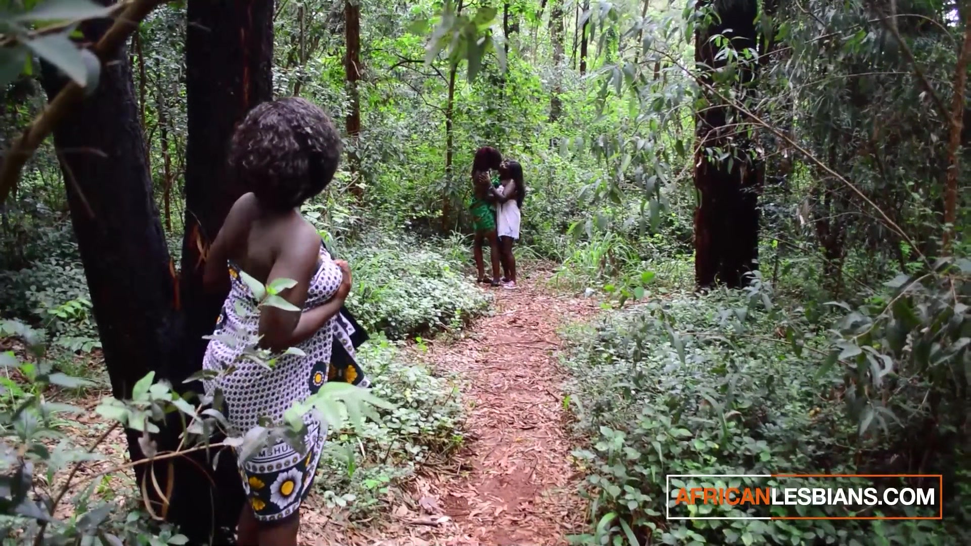 Ebony Black Fairies Walking In The Jungle Get Teased By Big Black Tit MILF Wanting Lesbian Threesome
