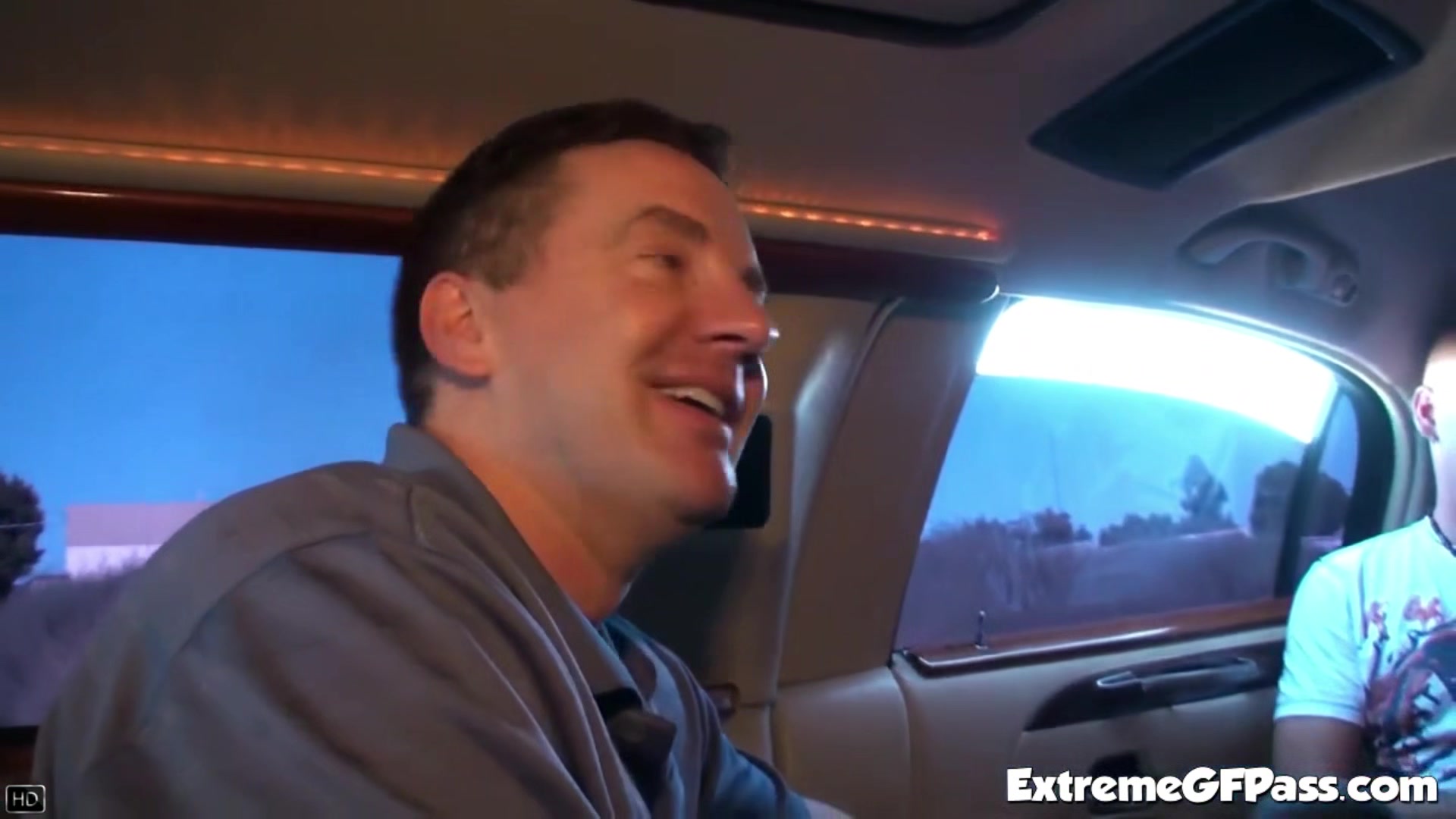 Kourney Kane with big tits and ass handjob two dick on car