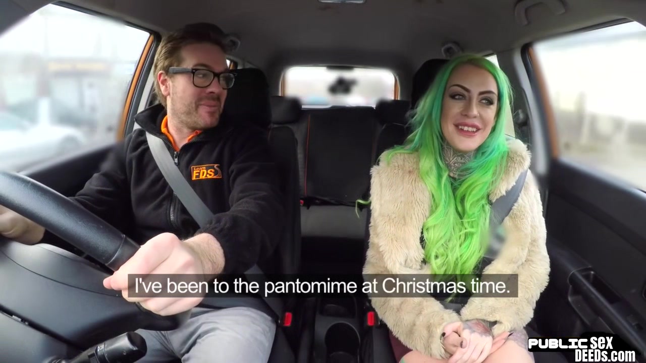 Busty MILF mouth jizzed in car after sex with driving tutor
