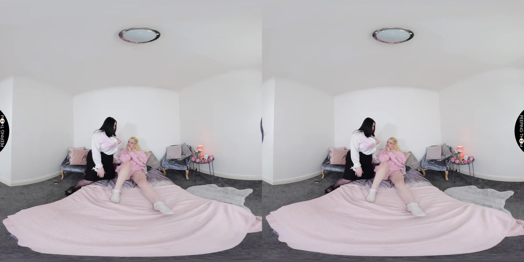 Caught Playing with my Pussy - BBW with Huge Tits and Skinny Blonde Lesbian 3D Porn