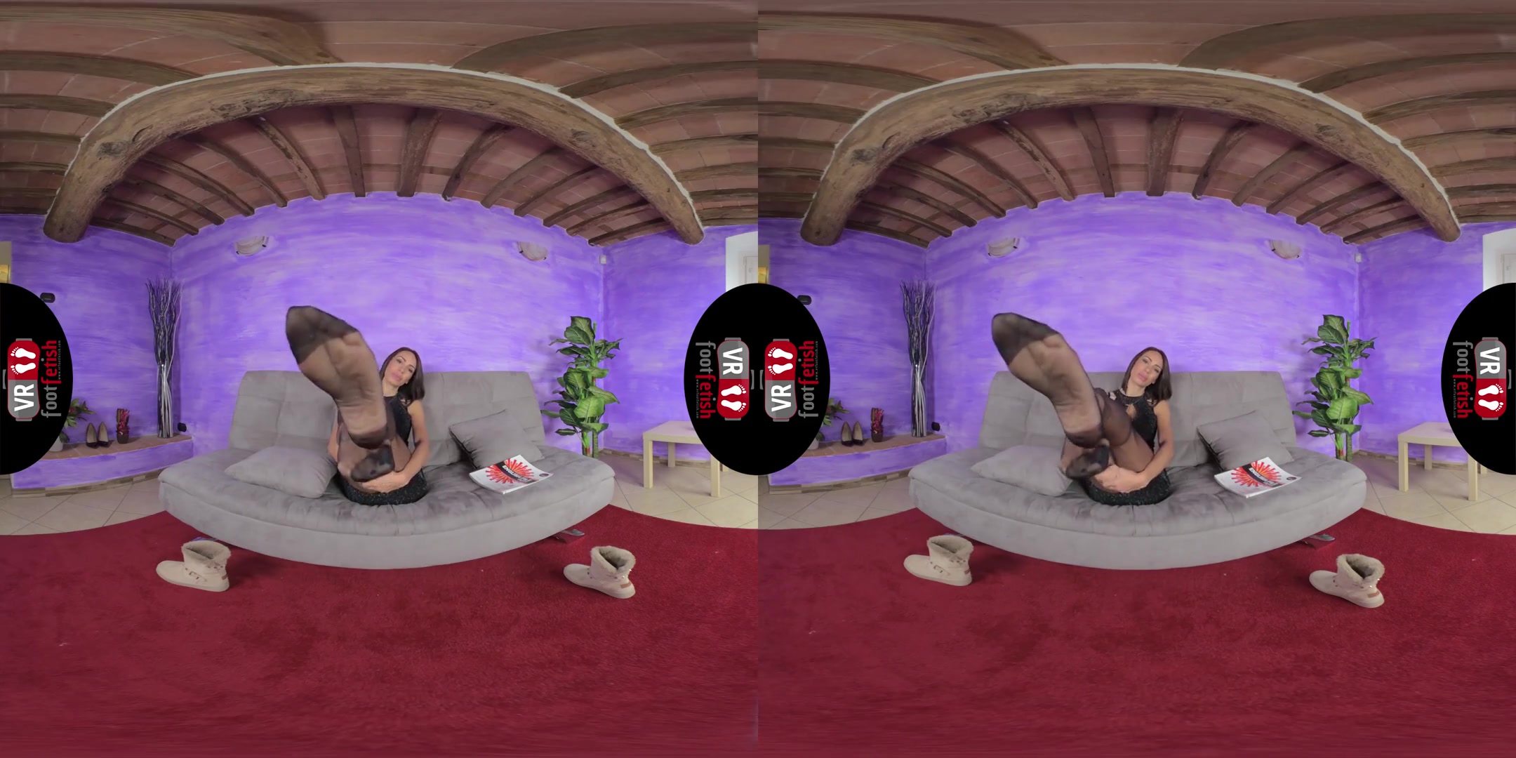 Irresistibly Gorgeous Daniela Shows Off Her Nylon-Clad Feet; Foot Fetish VR Special