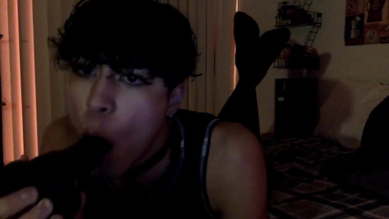 Femboy Sucks On Big Dildo And Jerks Off
