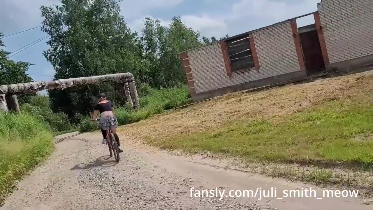 Follow The Girl Cyclist Who Rides Without Panties Under Her Skirt