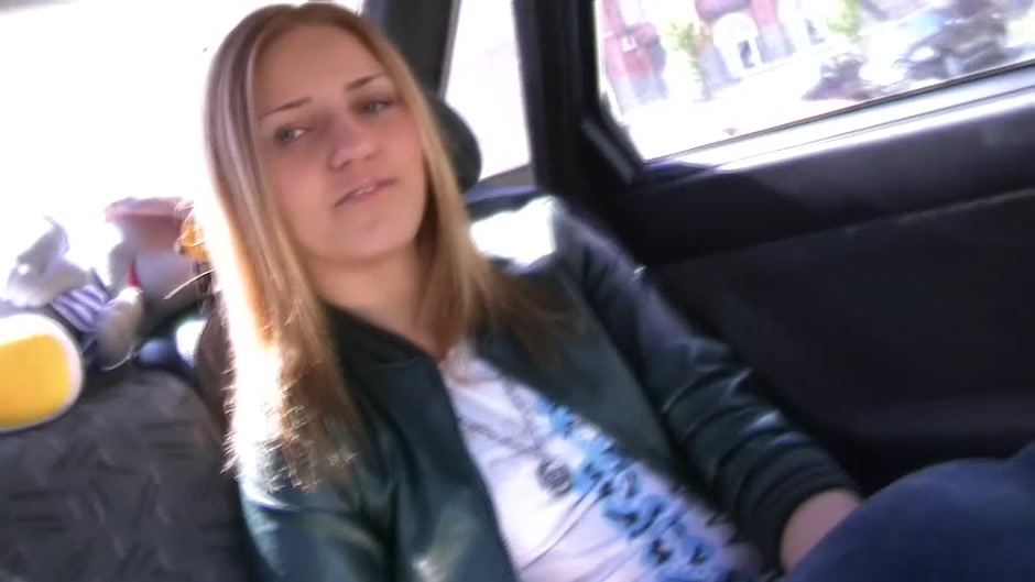 Margo in slutty girl gives head to a guy in a car