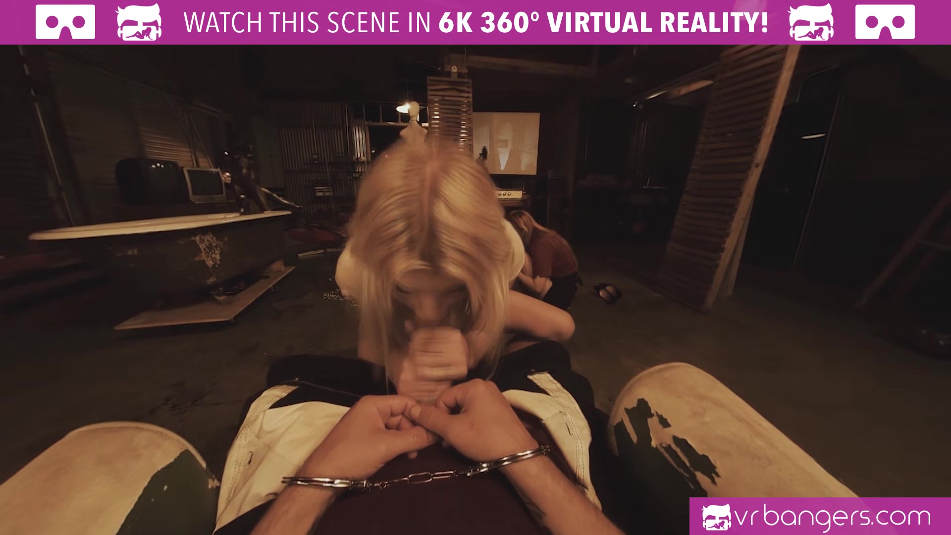 VR BANGERS Halloween group sex in the basement