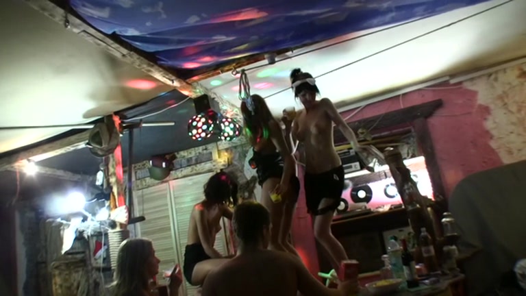 The wild sex party with fetish elements and group fuck