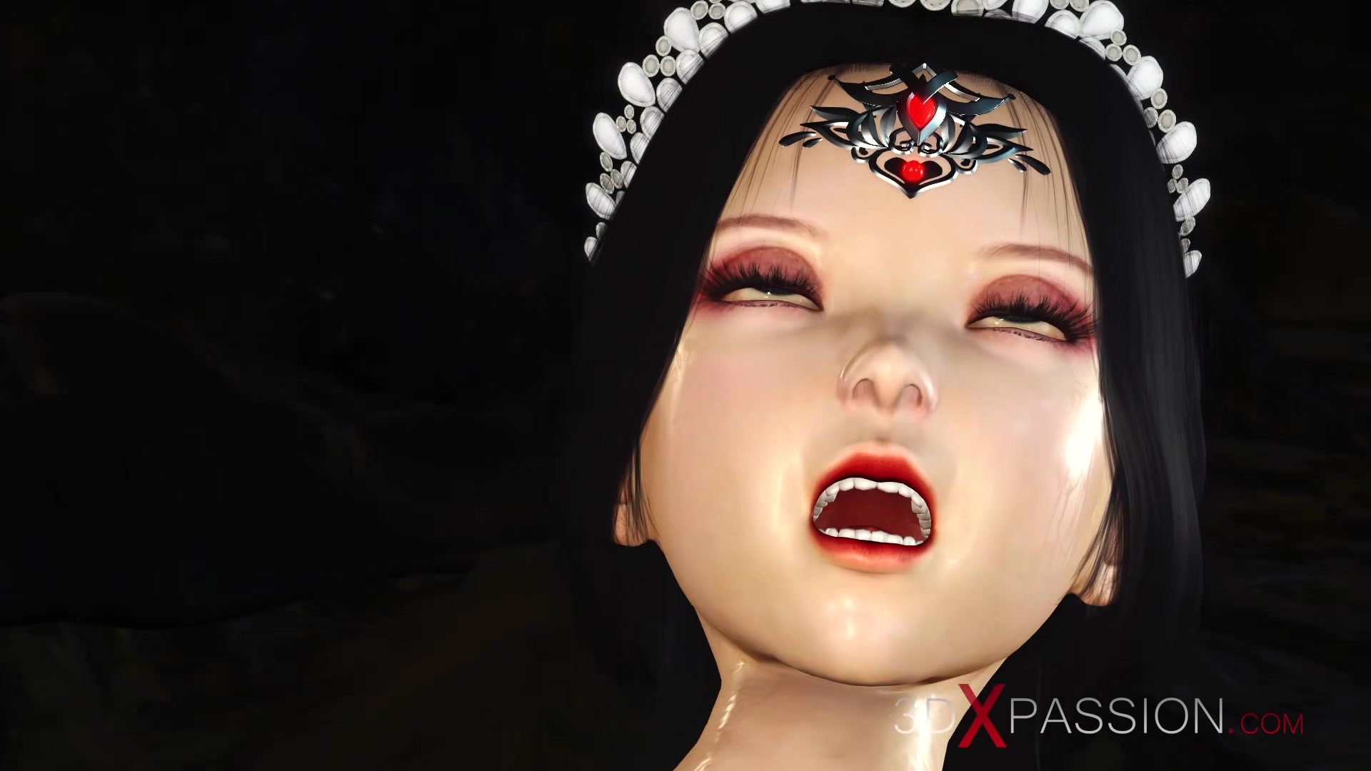 Hot sex! Beautiful young queen gets fucked hard by a Boggles green monster in the mystical cave