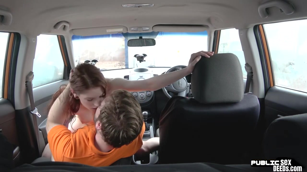 Redhead driving student 18+ fucks her instructor in the car