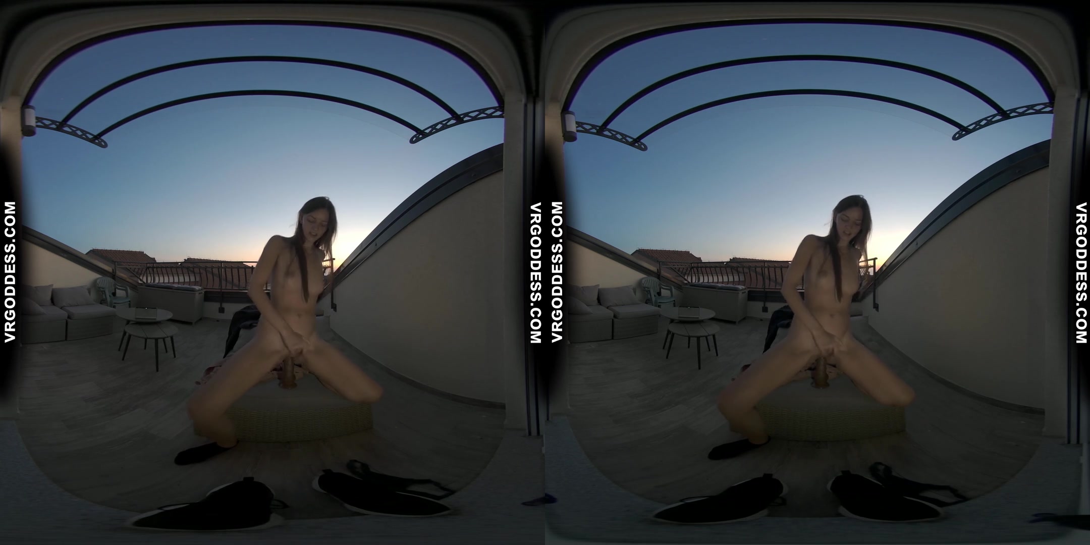Bombshell Rebeka Ruby On Vacation Sunset Balcony Big Dildo Masturbation