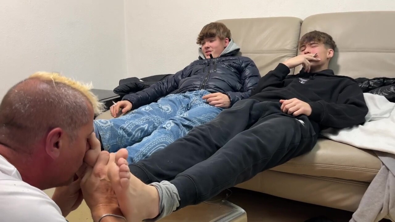 Sniffing feet and socks masters