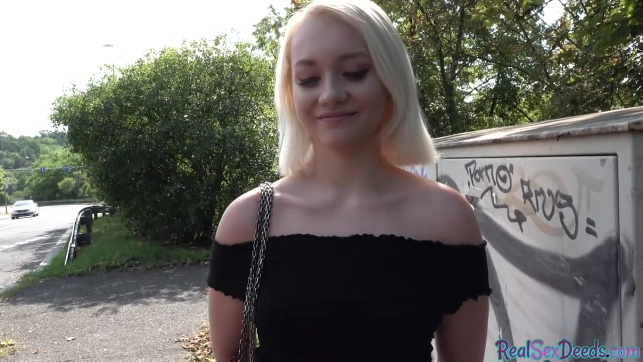 Pulled blonde pussy stuffed from behind before giving head