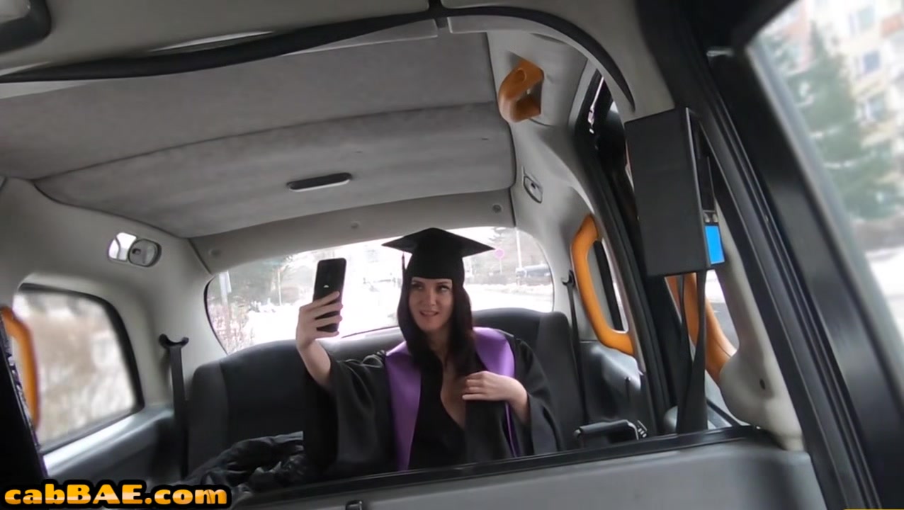 Naughty college grad fucks taxi driver
