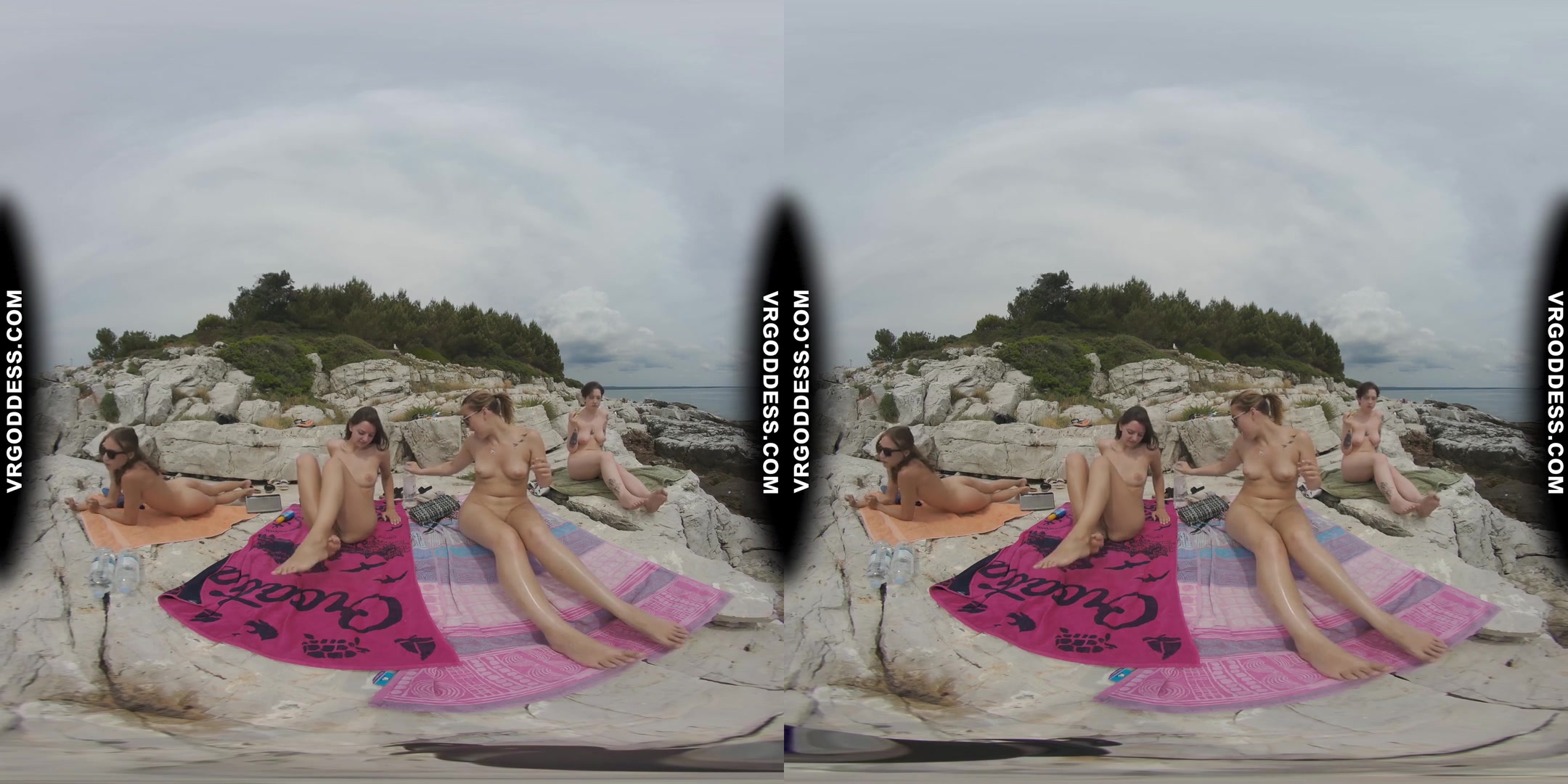 Four Hot Goddesses Sunbathing And Chilling On Nude Beach On Vacation