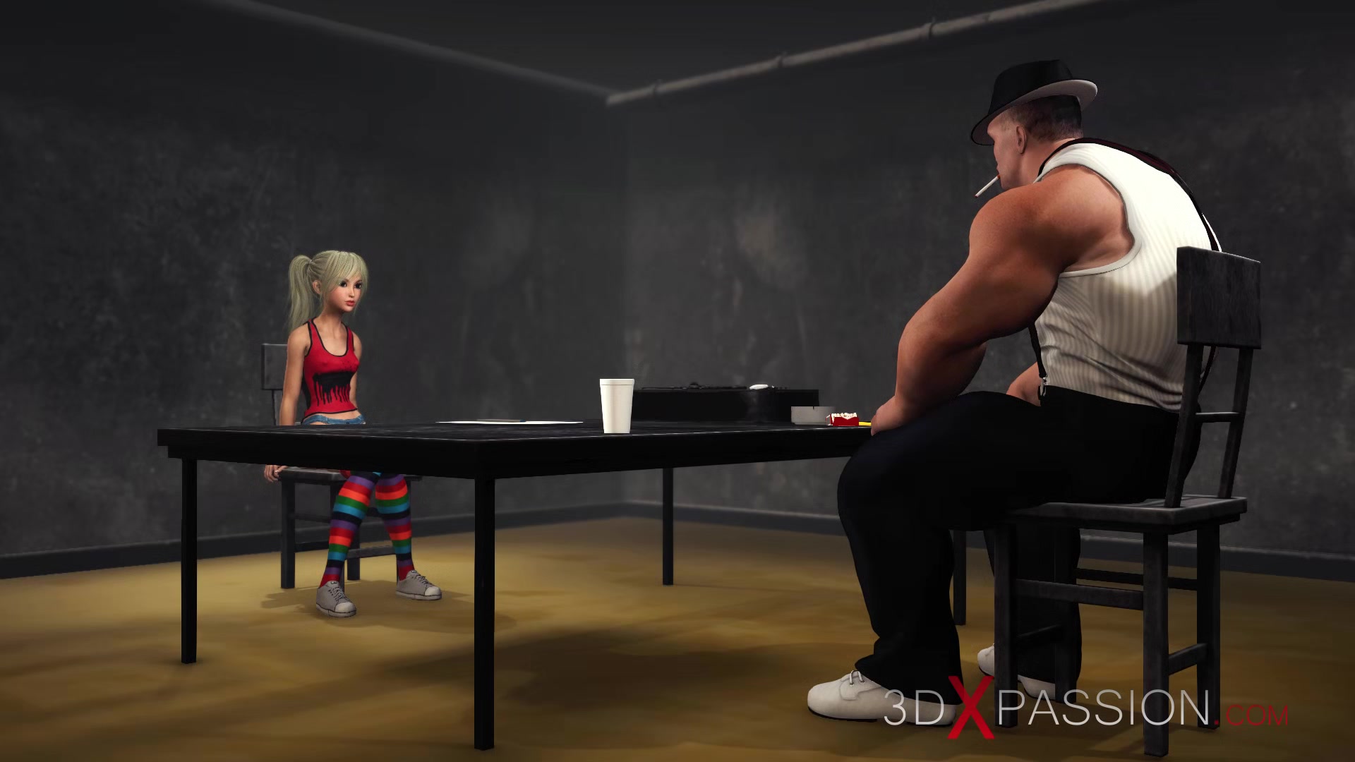 Interrogator plays with a hot college girl in the metropolitan police department