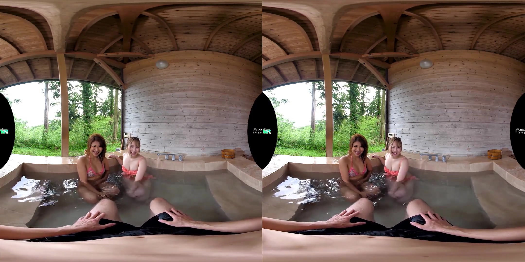 Double Blowjob From Two Babes in Swimsuits when I came to the Resort; Big Tits Japanese Babes in Bikini Oral Fun