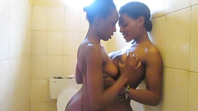 African Cuties Eating Pussy and Fingering in Shower