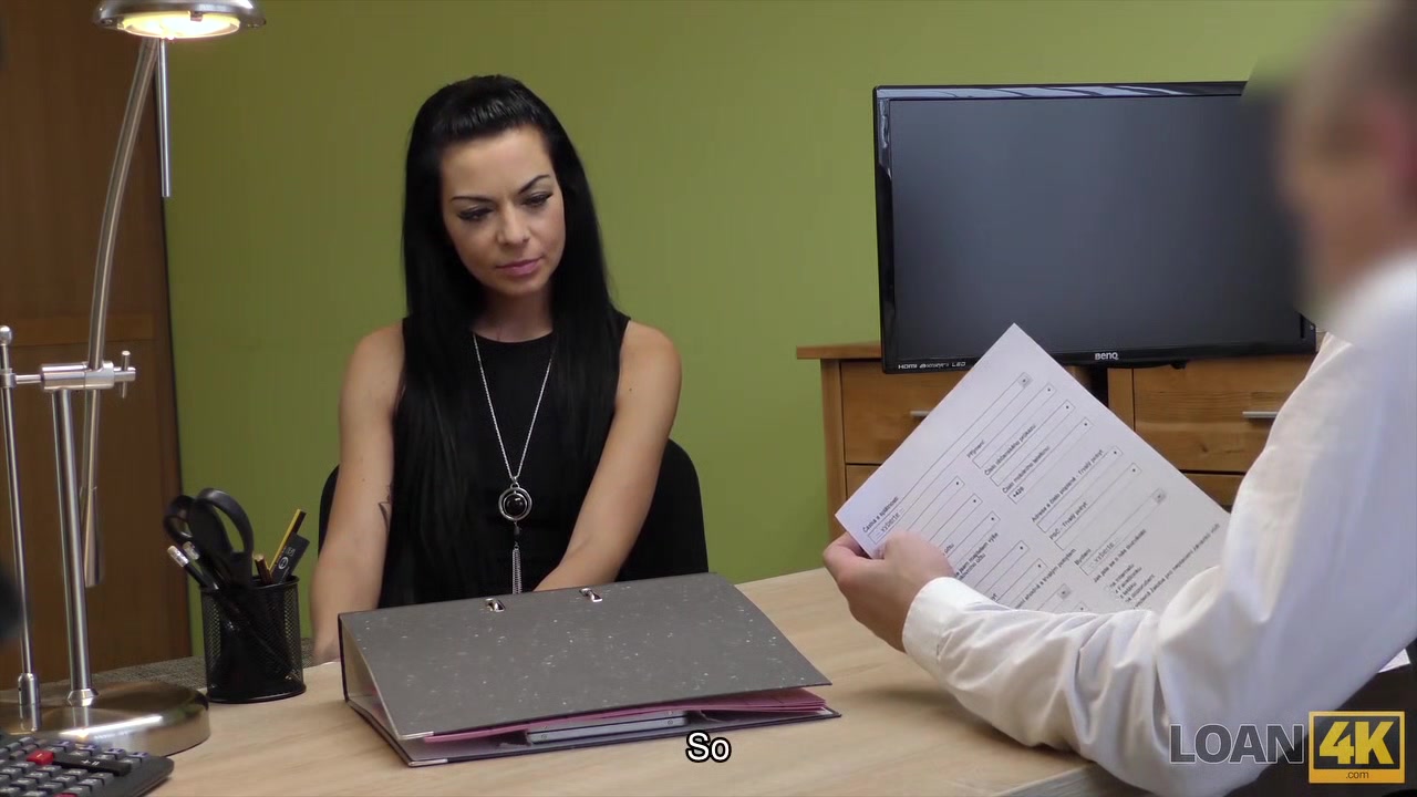 LOAN4K. Unemployed brunette babe has no choice so why undresses