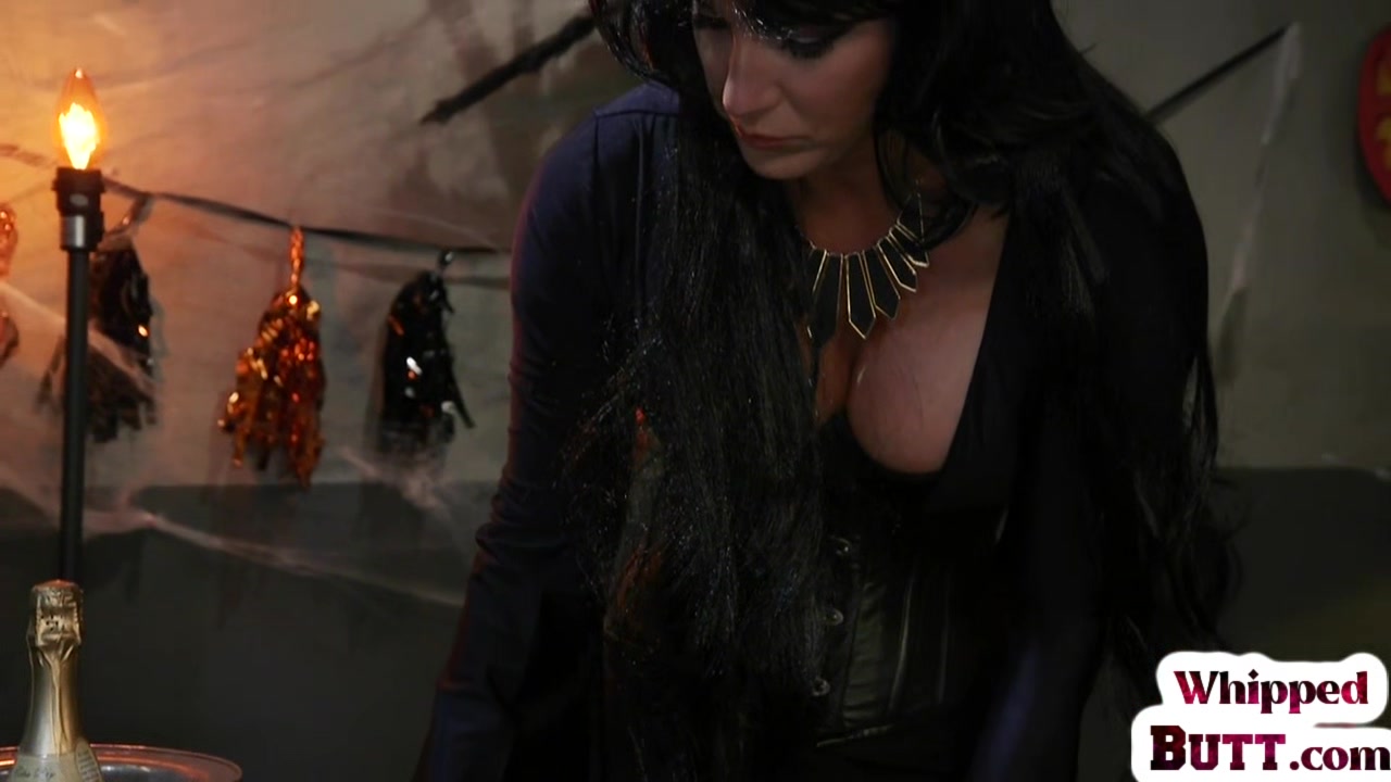 Lez busty sub MILF gets Halloween anal fucking with strapon